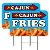 Cajun French Fries 2 Pack Double-Sided Yard Signs 16" x 24" with Metal Stakes (Made in Texas)