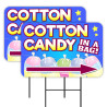 Cotton Candy In A Bag 2 Pack Double-Sided Yard Signs 16" x 24" with Metal Stakes (Made in Texas)