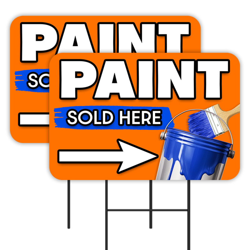 Paint Sold Here 2 Pack Double-Sided Yard Signs 16" x 24" with Metal Stakes (Made in Texas)