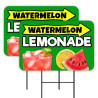 Watermelon Lemonade 2 Pack Double-Sided Yard Signs 16" x 24" with Metal Stakes (Made in Texas)