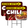 Home Style Chili 2 Pack Double-Sided Yard Signs 16" x 24" with Metal Stakes (Made in Texas)