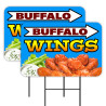 Buffalo Wings 2 Pack Double-Sided Yard Signs 16" x 24" with Metal Stakes (Made in Texas)