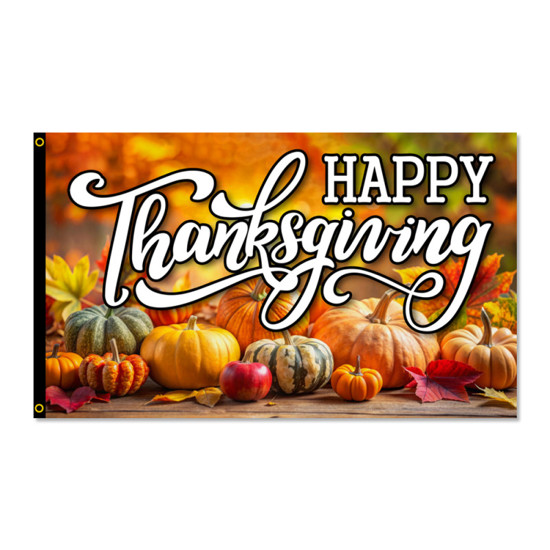 Happy Thanksgiving Premium 3x5 Flag 3x5 foot Flag OR Optional Flag with Mounting Kit