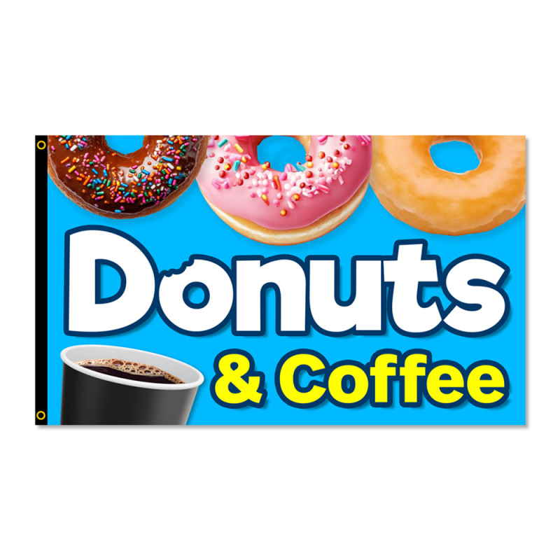 Donuts & Coffee Premium 3x5 Flag 3x5 foot Flag OR Optional Flag with Mounting Kit