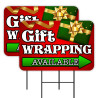 Gift Wrapping Available 2 Pack Double-Sided Yard Signs 16" x 24" with Metal Stakes (Made in Texas)