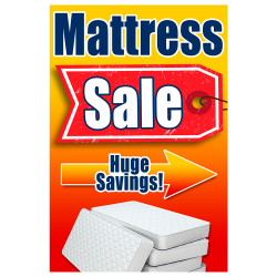 Mattress Sale Huge Savings (Arrow) Economy A-Frame Sign 2 Feet Wide by 3 Feet Tall (Made in The USA)
