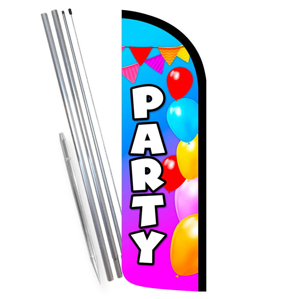 PARTY Premium Windless Feather Flag Bundle (Complete Kit) OR Optional Replacemen