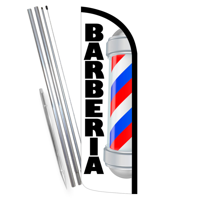 BARBERIA Premium Windless Feather Flag Bundle (Complete Kit) OR Optional Replacement Flag Only