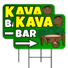 Kava Bar 2 Pack Double-Sided Yard Signs 16" x 24" with Metal Stakes (Made in Texas)