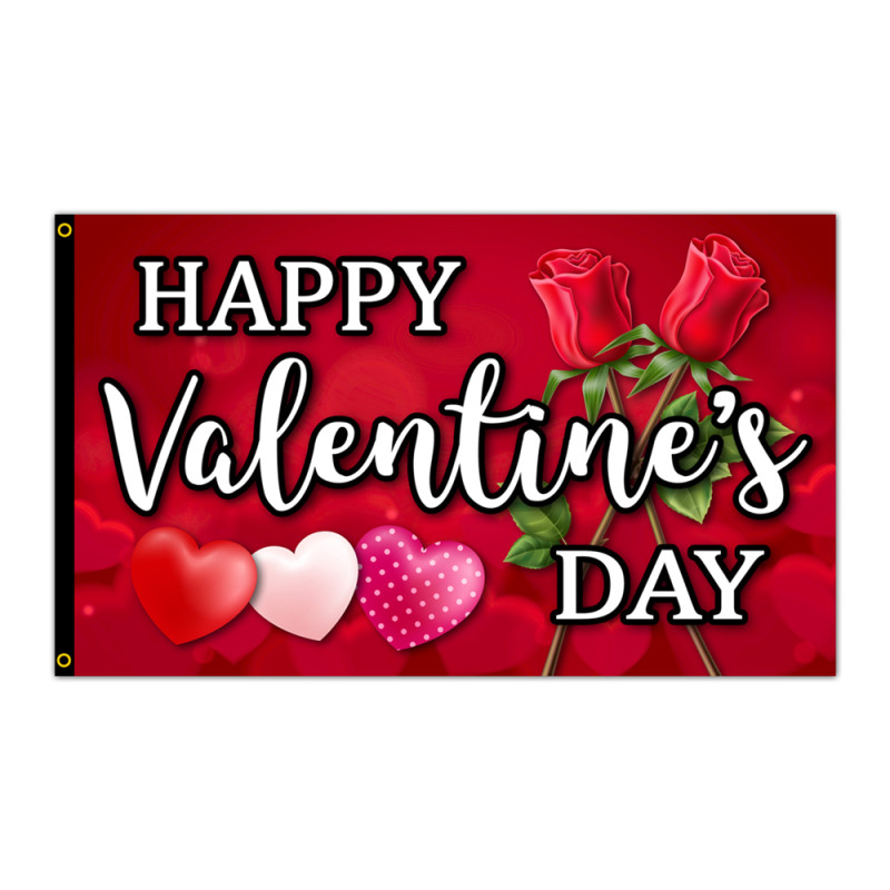 Happy Valentine's Day Premium 3x5 Flag 3x5 foot Flag OR Optional Flag with Mounting Kit