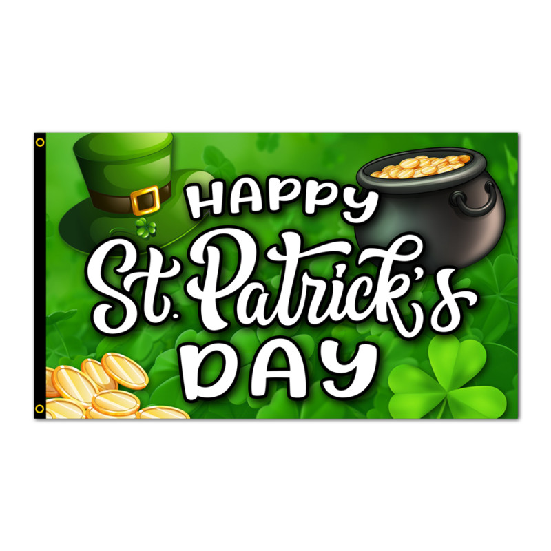 Happy St. Patrick's Day Premium 3x5 Flag 3x5 foot Flag OR Optional Flag with Mounting Kit