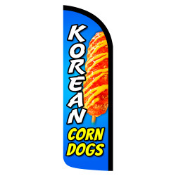 Korean Corn Dogs Premium Windless Feather Flag Bundle (Complete Kit) OR Optional Replacement Flag Only