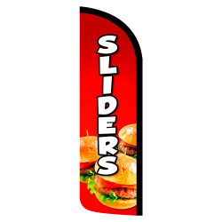 Sliders - Mini Burgers Premium Windless Feather Flag Bundle (Complete Kit) OR Optional Replacement Flag Only