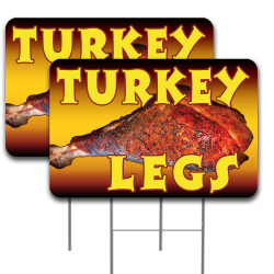 Turkey Legs 2 Pack Yard Sign 16" x 24" - Double-Sided Print, with Metal Stakes 841098168346