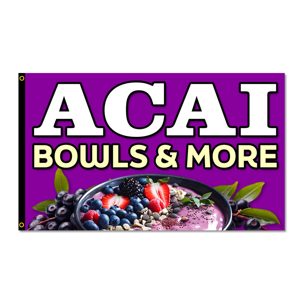 Acai Bowls & More Premium 3×5 foot Flag OR Optional Flag with Mounting Kit