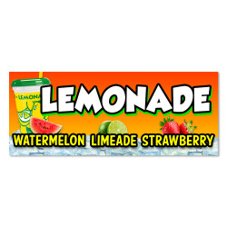 Lemonade - Watermelon Limeade Strawberry Vinyl Banner with Optional Sizes (Made in the USA)