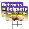 Beignets 2 Pack Double-Sided Yard Signs 16" x 24" with Metal Stakes (Made in Texas)