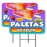 Paletas De Fruta - Fruit Popsicles 2 Pack Double-Sided Yard Signs 16" x 24" with Metal Stakes (Made in Texas)