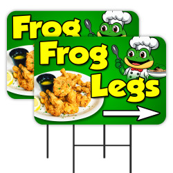 Frog Legs 2 Pack Double-Sided Yard Signs 16" x 24" with Metal Stakes (Made in Texas)