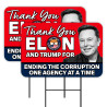 Thank You Elon And Trump - DOGE 2 Pack Double-Sided Yard Signs 16" x 24" with Metal Stakes (Made in Texas)