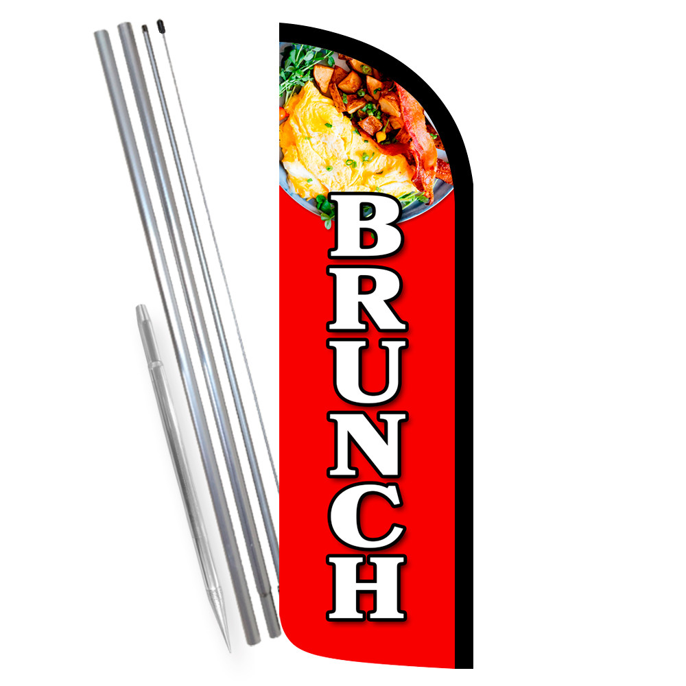 Brunch Premium Windless Feather Flag Bundle (Complete Kit) OR Optional Replaceme