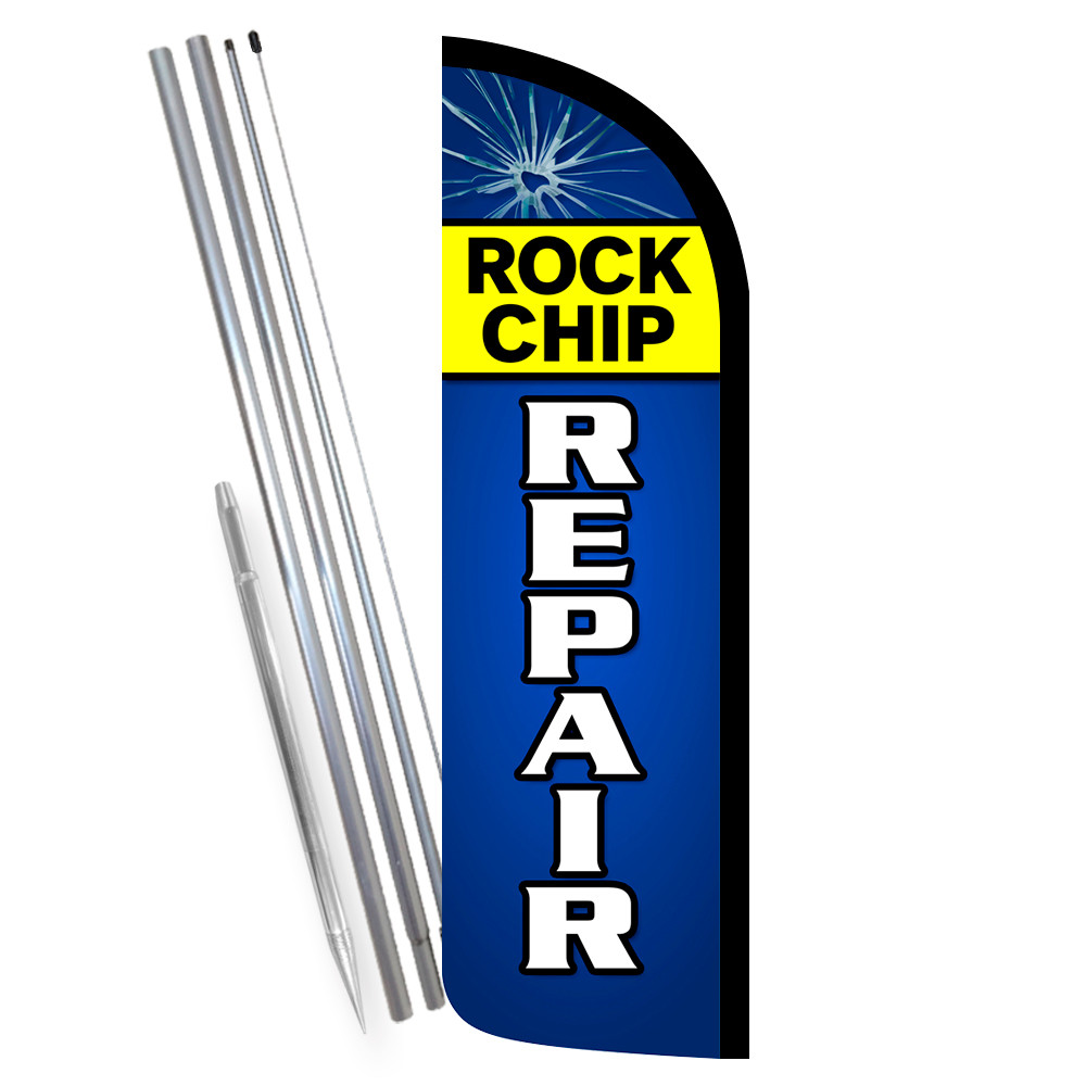 Rock Chip Repair – Auto Glass Windshield Premium Windless Feather Flag Bundle (C