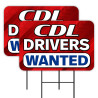 CDL Drivers Wanted - Hiring 2 Pack Double-Sided Yard Signs 16" x 24" with Metal Stakes (Made in Texas)