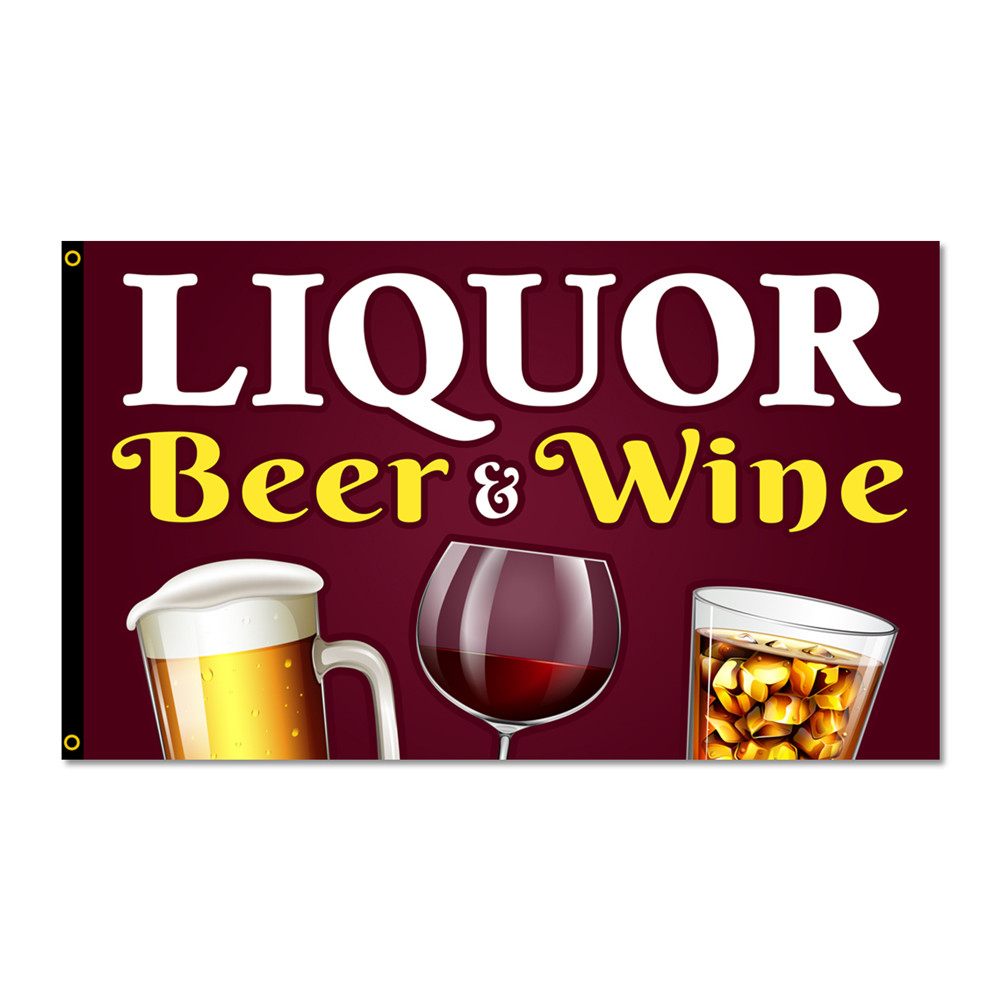 Liquor Beer & Wine Premium 3×5 Foot Flag OR Optional Flag with Mounting Kit