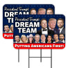 Trump Dream Team - America First 2 Pack Double-Sided Yard Signs 16" x 24" with Metal Stakes (Made in Texas)