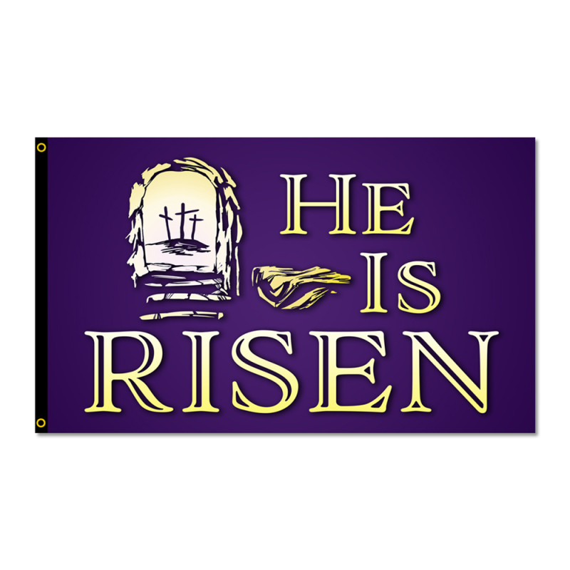 He Is Risen - Happy Easter Premium 3x5 Foot Flag OR Optional Flag with Mounting Kit