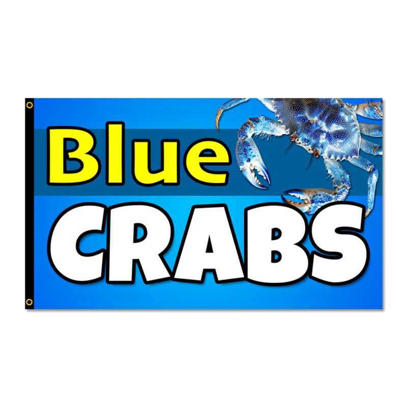 Blue Crabs - Seafood Premium 3x5 Flag OR Optional Flag with Mounting Kit