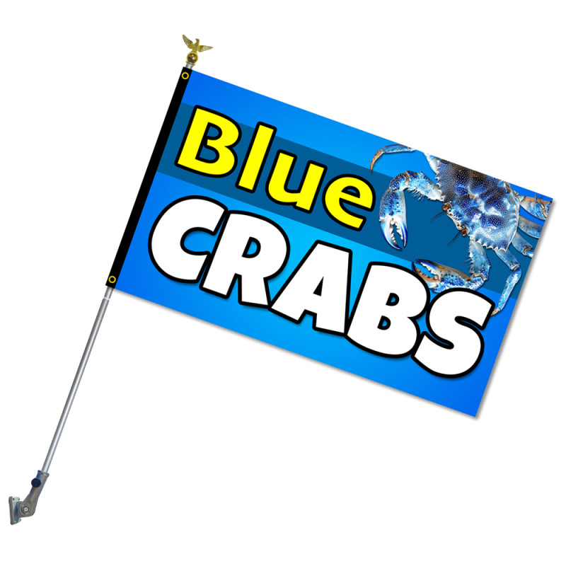 Blue Crabs - Seafood Premium 3x5 Flag OR Optional Flag with Mounting Kit