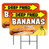 Deep Fried Bananas 2 Pack Double-Sided Yard Signs 16" x 24" with Metal Stakes (Made in Texas)