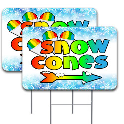 Snow Cones (Arrow) 2 Pack Yard Sign 16" x 24" - Double-Sided Print, with Metal Stakes 841098168766