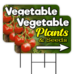 Vegetable Plants & Seeds - Nursery Produce 2 Pack Double-Sided Yard Signs 16" x 24" with Metal Stakes (Made in Texas)