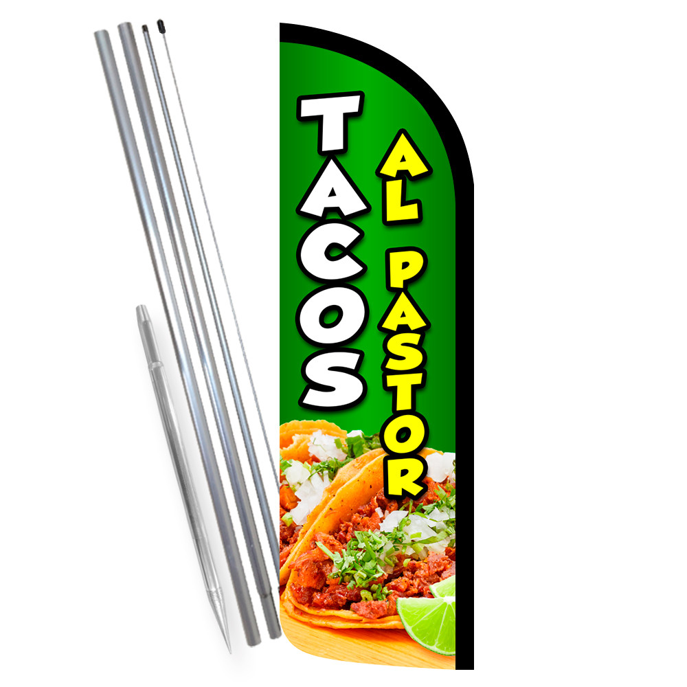 Tacos Al Pastor Premium Windless Feather Flag Bundle (Complete Kit) OR Optional