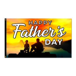 Happy Father's Day - Fishing Premium 3x5 Flag OR Optional Flag with Mounting Kit