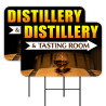 Distillery - Whiskey Bourbon 2 Pack Double-Sided Yard Signs 16" x 24" with Metal Stakes (Made in Texas)