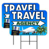 Travel Agency - Vacation Passport 2 Pack Double-Sided Yard Signs 16" x 24" with Metal Stakes (Made in Texas)