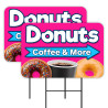 Donuts Coffee & More - Breakfast 2 Pack Double-Sided Yard Signs 16" x 24" with Metal Stakes (Made in Texas)