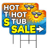 Hot Tub Sale - Swimming Pool 2 Pack Double-Sided Yard Signs 16" x 24" with Metal Stakes (Made in Texas)