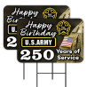 US Army 250th Anniversary - Salute The Troops 2 Pack Double-Sided Yard Signs 16" x 24" with Metal Stakes (Made in Texas)