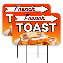 French Toast - Breakfast Pancakes 2 Pack Double-Sided Yard Signs 16" x 24" with Metal Stakes (Made in Texas)