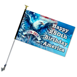 Happy 250th Birthday America - July 4th Premium 3x5 Flag OR Optional Flag with Mounting Kit
