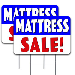 Mattress Sale! 2 Pack Yard Sign 16" x 24" - Double-Sided Print, with Metal Stakes (Made in The USA) 841098169220