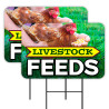 Livestock Feeds - Hay Farm Supply 2 Pack Double-Sided Yard Signs 16" x 24" with Metal Stakes (Made in Texas)