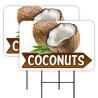 Fresh Coconuts - Produce - Fruit 2 Pack Double-Sided Yard Signs 16" x 24" with Metal Stakes (Made in Texas)
