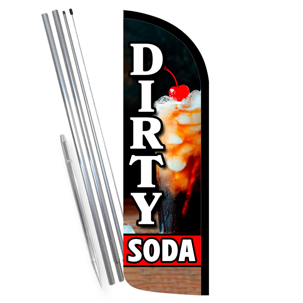 Dirty Soda - Cola Premium Windless Feather Flag Bundle (Complete Kit) OR Optiona
