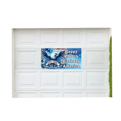 Happy 250th Birthday America - USA July 4th 21" x 40" Magnetic Garage Banner For Steel Garage Doors