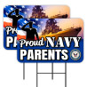 Proud NAVY Parents - Military 2 Pack Double-Sided Yard Signs 16" x 24" with Metal Stakes (Made in Texas)